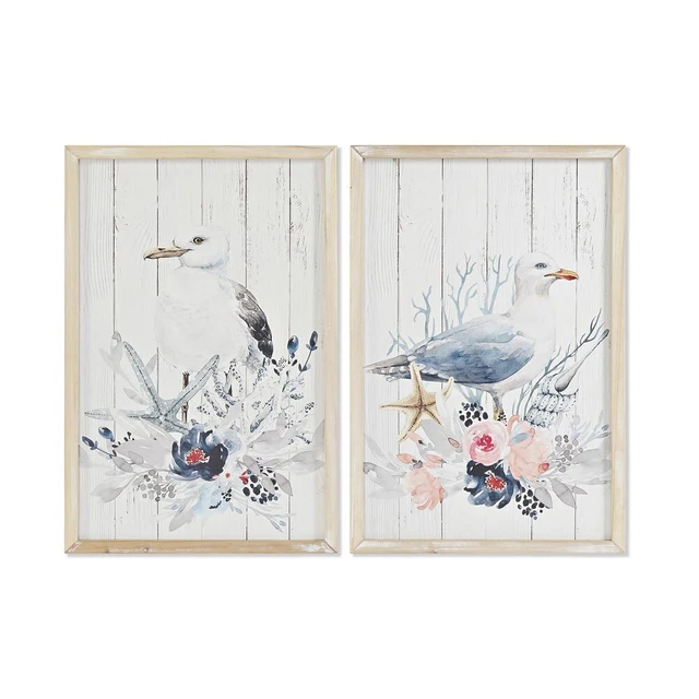 Cadre DKD Home Decor Oiseau méditerranéen (40 x 1,8 x 60 cm) (2 Unités)