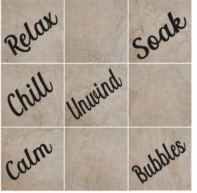 Bathroom Words Vinyl Wall Tile Decals Kitchen Home Deco Transfer Stickers Relax