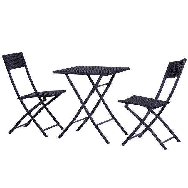 OUTSUNNY 3PC BISTRO Set Rattan Furniture Outdoor Garden Folding Chair
