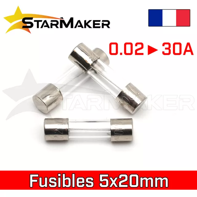 5x lot Fusibles verre 5x20mm fusion rapide 10A - 250v