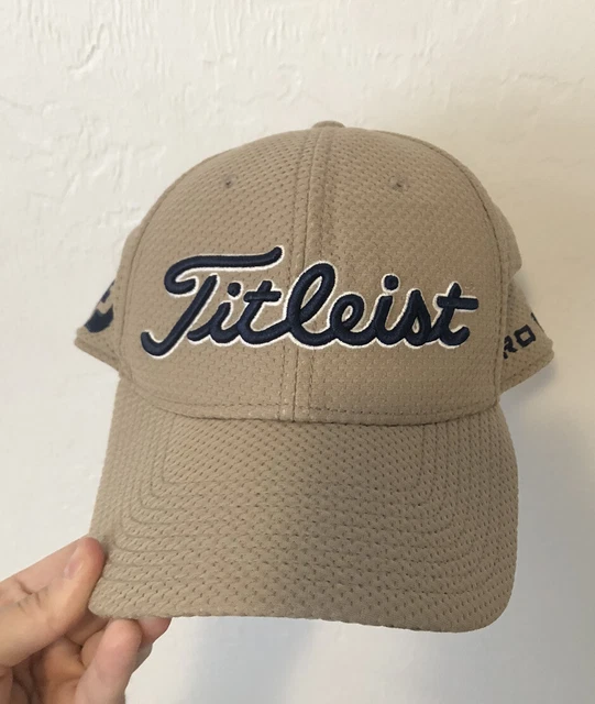 Titleist FJ Footjoy Pro V1 Golf Hat Cap Fitted Mesh Stretch Beige Size M/L