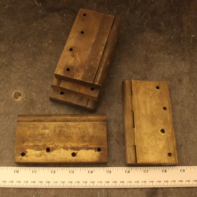 X5 Very large heavy duty drawn brass Projector hinges, early 20th century VGC