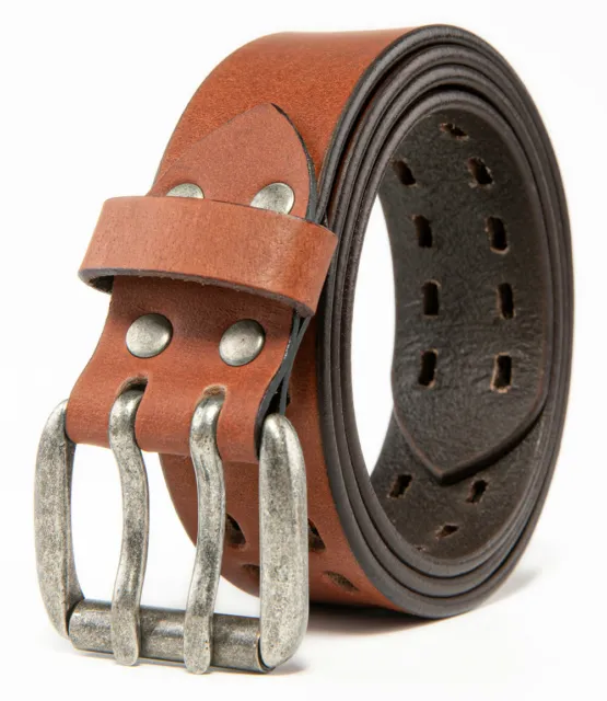 Men’s Top Grain Leather Belts for Men Genuine Solid Belt Workmen 1.5inch Width 2