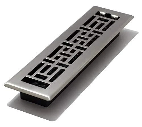 Rejillas decorativas AJH212-NKL 2 pulgadas por 12 pulgadas registro de piso oriental níquel cepillado