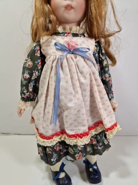 Vintage Porcelain Heirloom Treasure Doll Happyland 17” with Stand, Friendly, B6i 3