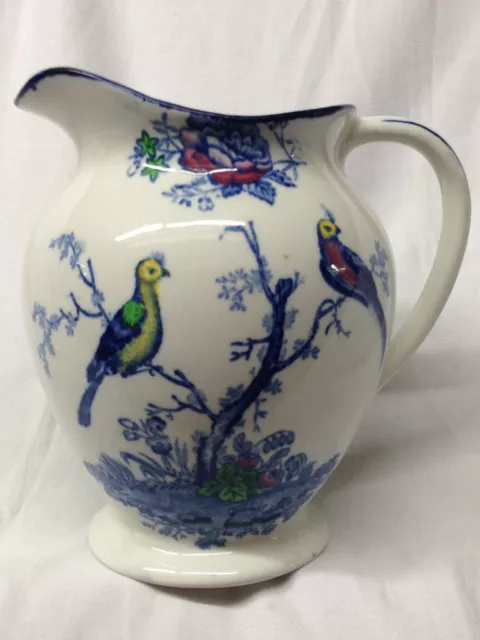 Wood & Sons England Oriental Birds Pitcher 26 Oz Multi-Color Exotic Birds Blue