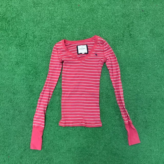 Vtg Abercrombie Kids T Shirt Long Sleeve Striped Pink Girls Sz L