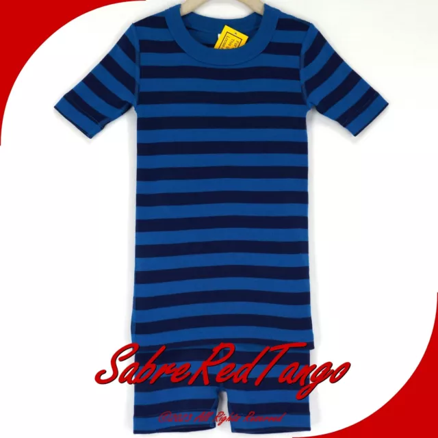 Nwt Hanna Andersson Organic Short Johns Pajamas Lookout Blue Navy 110 5