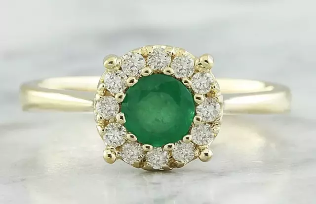 1.60 CT ROUND Cut Emerald & Moissanite Ring 14k Yellow Gold Over $78.35 ...