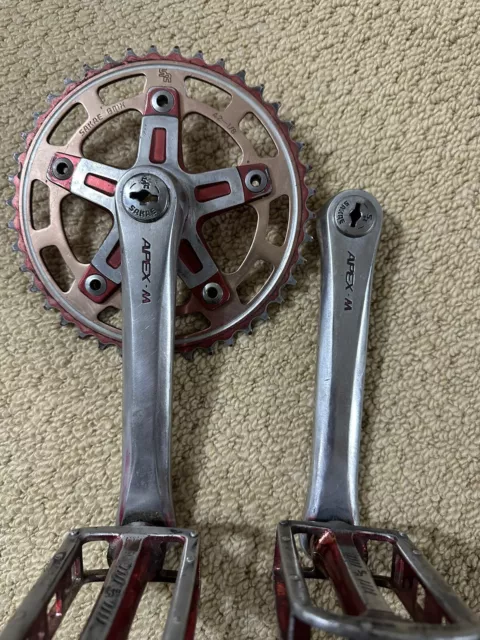 Old School BMX Sr Apex-m 170 Cranks Sr Chain Ring And Sr Sp-468 Pedals Red Japan