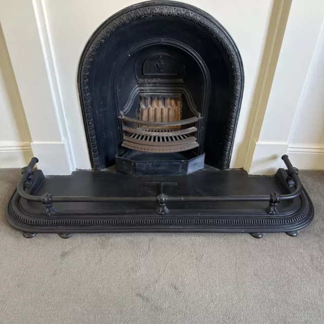 Vintage Black Cast Iron Fire Fender