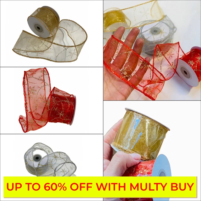 Weihnachten Schneeflocke Organza Band - 50mm Breite - 10M