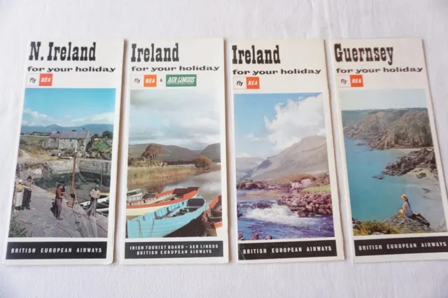 1960s BEA Airlines Travel Brochures Guides x4 Ireland Guersney