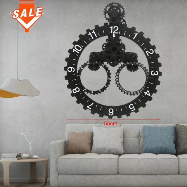 Mechanical Large Gear Wall Clock Art Calendar Wheel Sawtooth Gear Clock Home