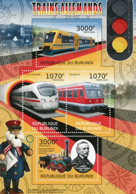 Burundi 2012 MNH Rail Stamps German Trains ICE TD DB Class Railways 4v M/S
