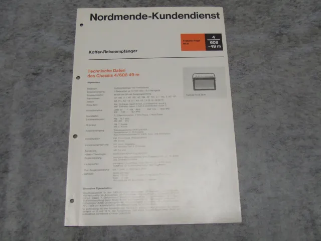 Schaltplan Service Manual Kofferradio Nordmende Transita Royal 49m  4/608-49m