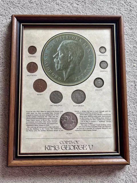COINS OF KING GEORGE V - In Framed Display, Never Out of Box - New