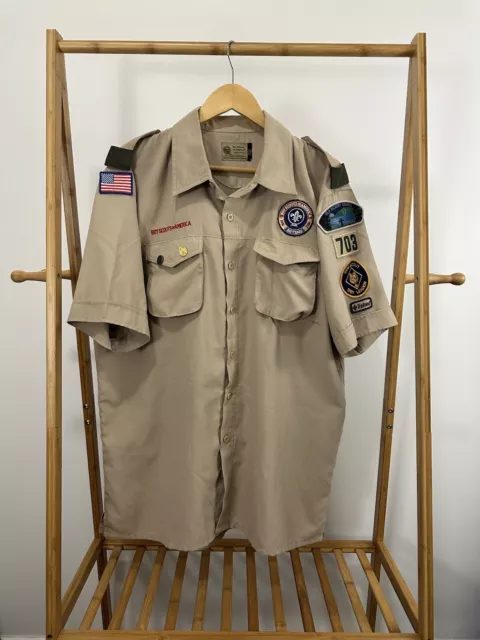 BOY SCOUTS Of America Shirt Men's Large VENTED Uniform BSA Microfiber Scout