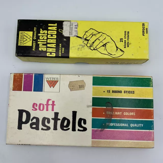 Lote de 2 pasteles suaves vintage Weber #9012 y carbón de artistas #093028 - Leer