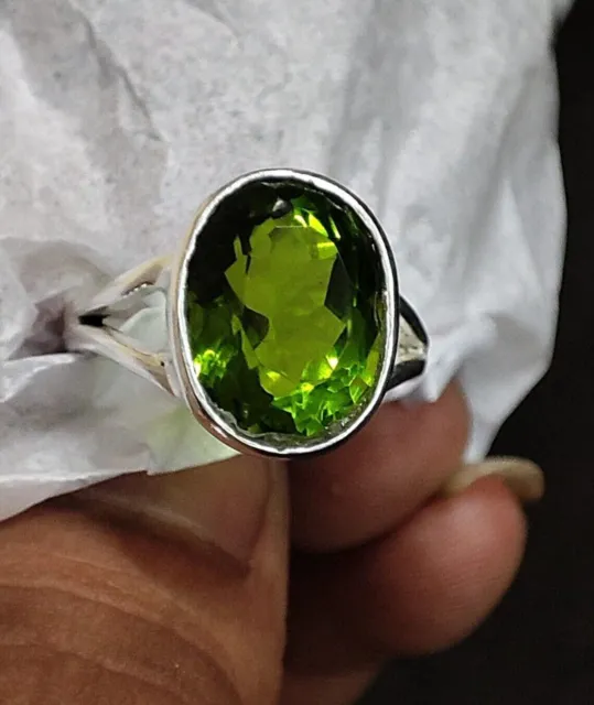 Nice Peridot Topaz Gemstone 925 Sterling Silver Handmade Ring All Size S-42