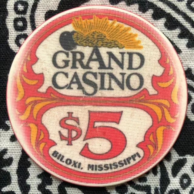 Grand Casino $5 Biloxi, Mississippi Gaming Poker Casino Chip