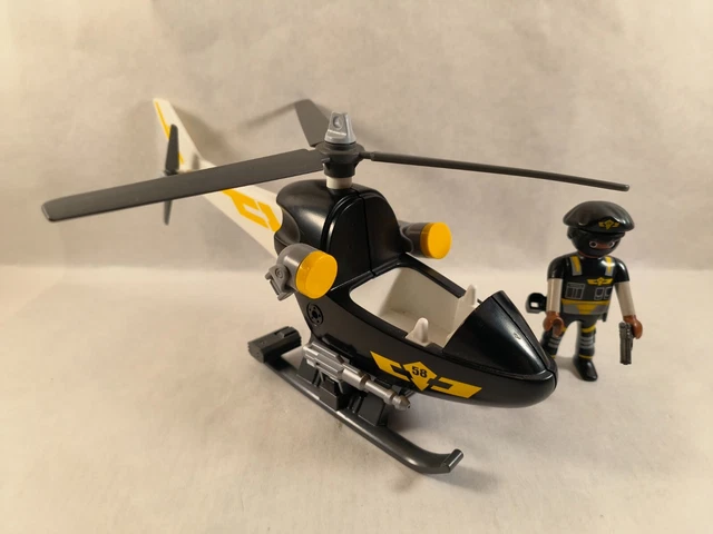 Hélicoptère De Police Playmobil 3908 - Set Avec Commissariat Et Bandits, Occasion, Complet ?