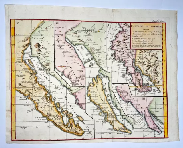 California & Baja California 1772 Robert De Vaugondy/Diderot Large Antique Map