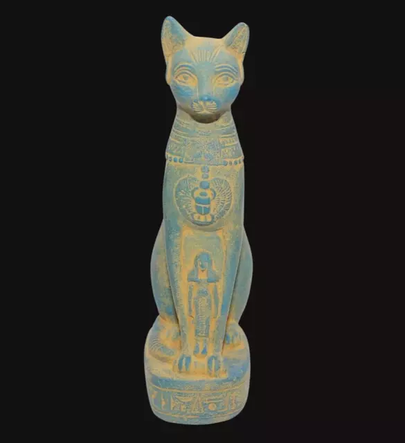 RARE ANCIENT EGYPTIAN ANTIQUE Bastet Cat with Isis Statue (Egypt History) 2