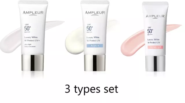 3Pcs AMPLEUR Luxury White W Protect UV  3 types set 30g SPF50+ PA++++ Sunscreen