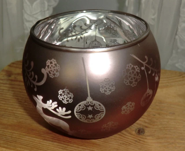 B-Ware! Goldbach 2x Kugel Windlicht Elch nougataltrosa w. Bauernsilber Weihnacht