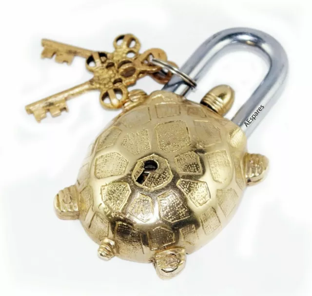 Vintage Turtle Tortoise Door Lock Padlock Brass With Secret Lock Functional