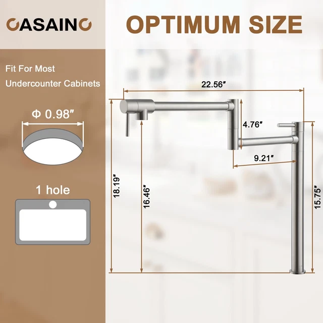 CASAINC Pot Filler Faucet Wall Mount Kitchen Pot Filler Solid Brass w/ 2 Handles