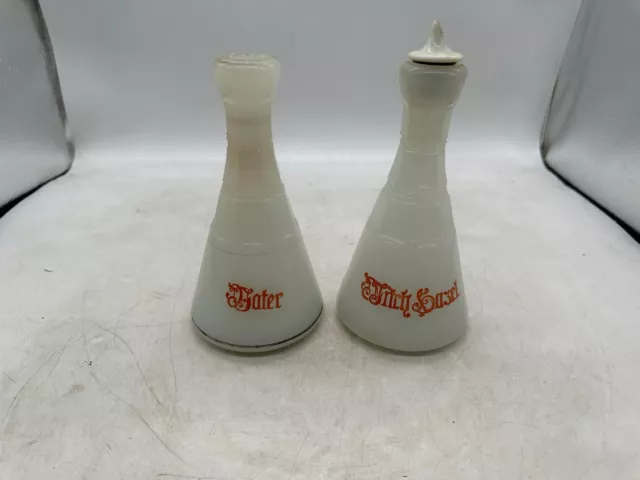 Vintage Witch Hazel & Water Milk Glass Apothecary Barbers Bottles Vintage Witch Hazel & Water Milk Glass Apothecary Barbers Bottles