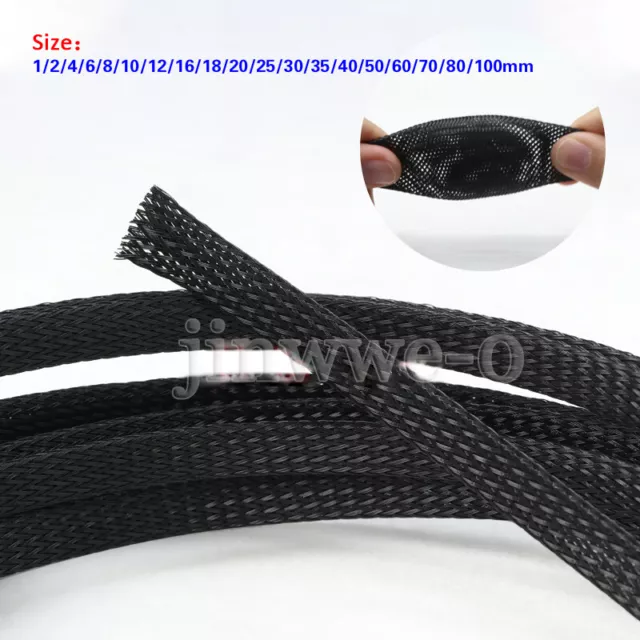 Black 1mm-100mm Expandable Braided Cable Sheath/Sleeving Auto Wire Harnessing