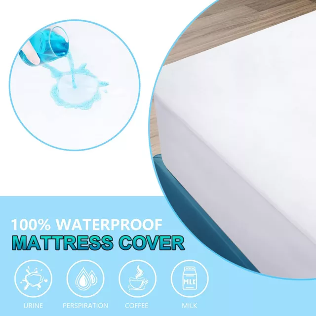 All Sizes Fully Fitted Terry Cotton Waterproof Mattress Protector Bed Soft Cover