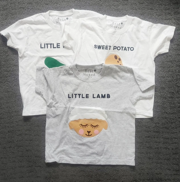 3 T-Shirt Bebe Hound Sweet Potato Agnello Piccolo Sottaceto Oversize 3-4 anni