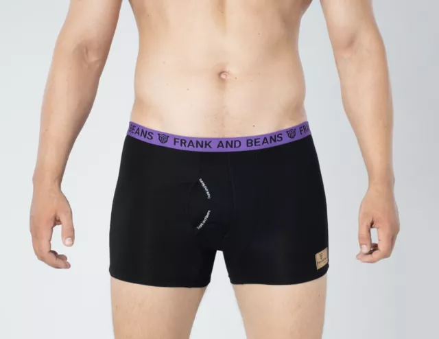 Boxer Briefs Modal Cotton Black/Purple Frank and Beans Underwear S M L XL 2XL