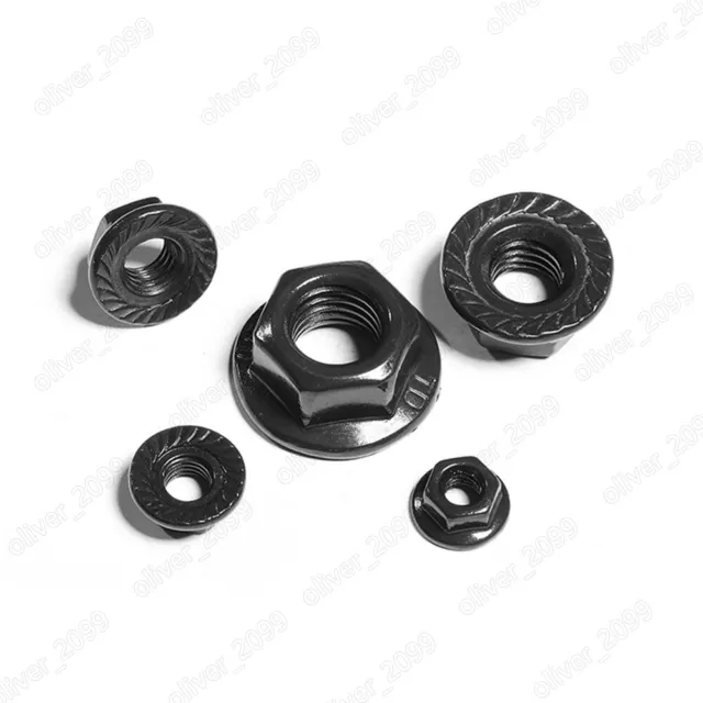 Black 304 Stainless Steel Hex Flange Nuts Serrated Lock Nut M3 M4 M5 M6 M8 M10 3