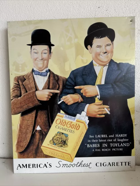 Altes Blechschild Los Gold Cigarettes See Laurel And Hardy