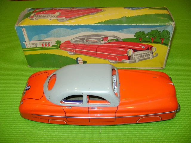 Rare Voiture memo Jouet mécanique jouet ancien en tôle Joustra jep france- jouet