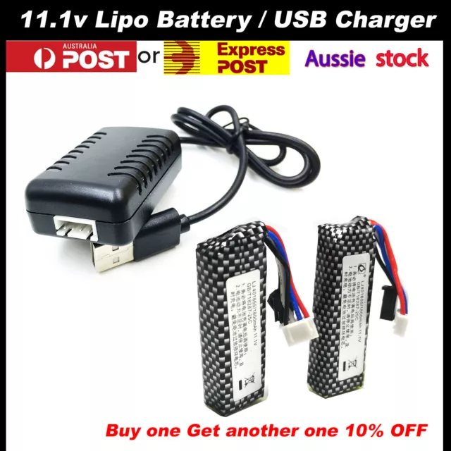 Upgrade 11.1v 2000mAH Lipo Battery USB Charger Gen 8 J9 J10 Gel Blaster Toy AU