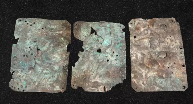 3 Genuine Ancient Roman Silver Sheets with Engravings Circa 1st - 2nd Century AD