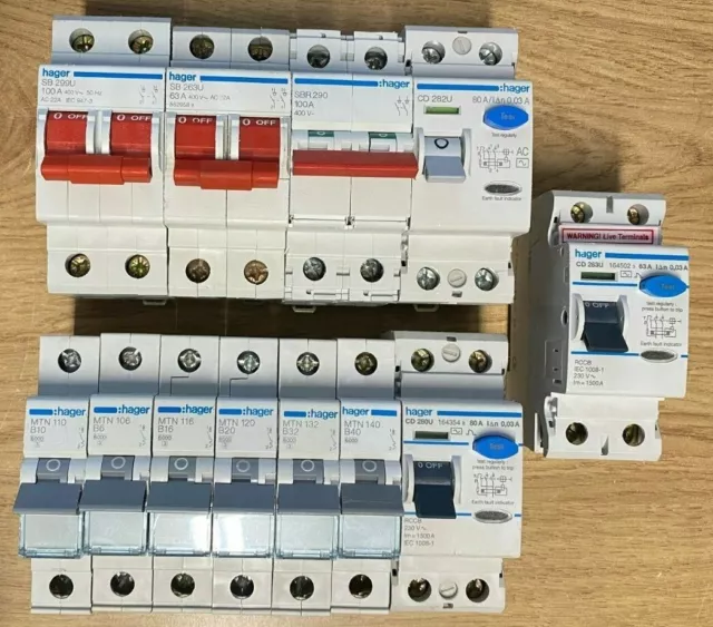 Hager Mtn Mcb Type B / C + Rcd / Rcbo 30Ma / 3 Phase / Main Switch Full Range