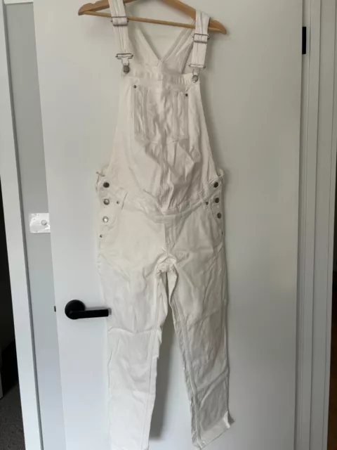 H&M Mama maternity denim overalls, size M, white