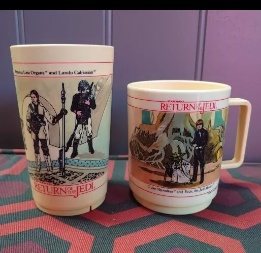 Star Wars Vintage Rückkehr der Jedi-Ritterbecher und Becher Set guter Zustand Deka 1983