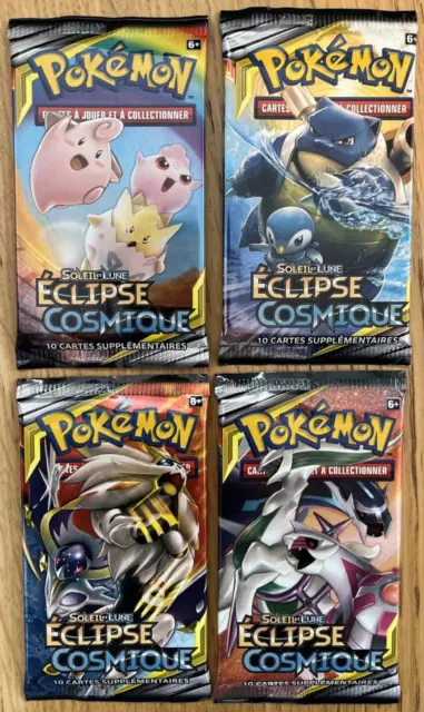 Lot de 4 Boosters Pokemon SL Éclipse Cosmique - Artset - Neuf
