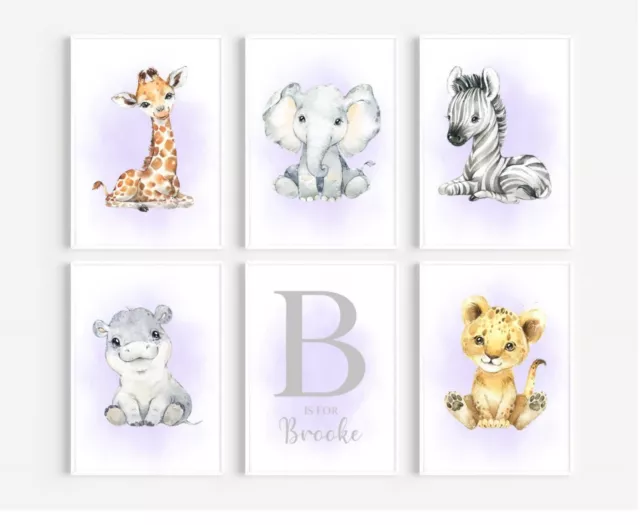 Elephant Safari Animal Boys Girls Nursery Prints Bedroom Wall Art Pictures Gift