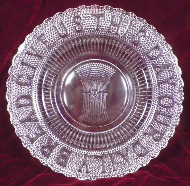 EAPG Plate Give Us This Day Our Daily Bread Pearl Dewdrop w Star 1877 Campbell