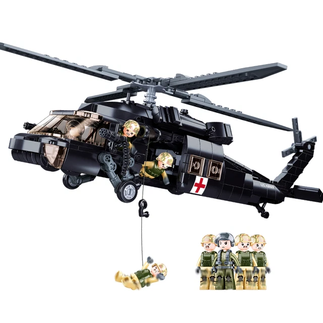 Black Hawk Helicopter model building blocks US Military Armed Fighter Toys Gifts