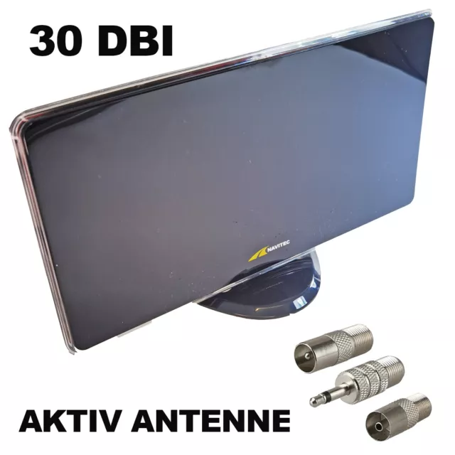 ✅ AKTIVE DAB Antenne für TV & RADIO DVB-T/T2 DAB/DAB+ HD-TV +30 dB, LTE-Filter ✅